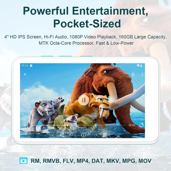 SWOFY 32GB MP3 Player mit Bluetooth und WLAN，D08 Android 13 MP3 Player, 4 Zoll Touchscreen, Bluetoot