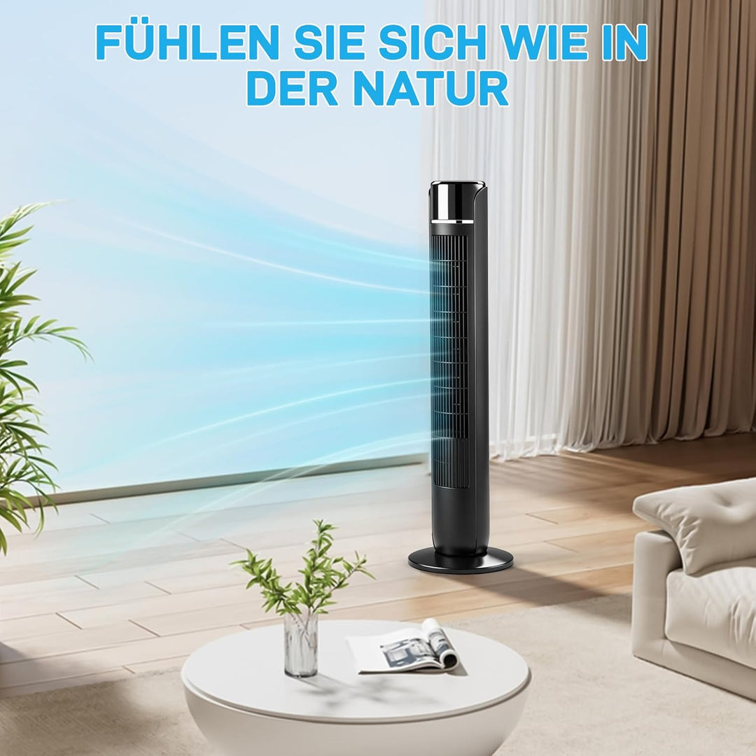 LEADZM Turmventilator mit Fernbedienung,Schwenkbarer Turm 90 cm,5 Gänge,Säulenventilator leiser Schl