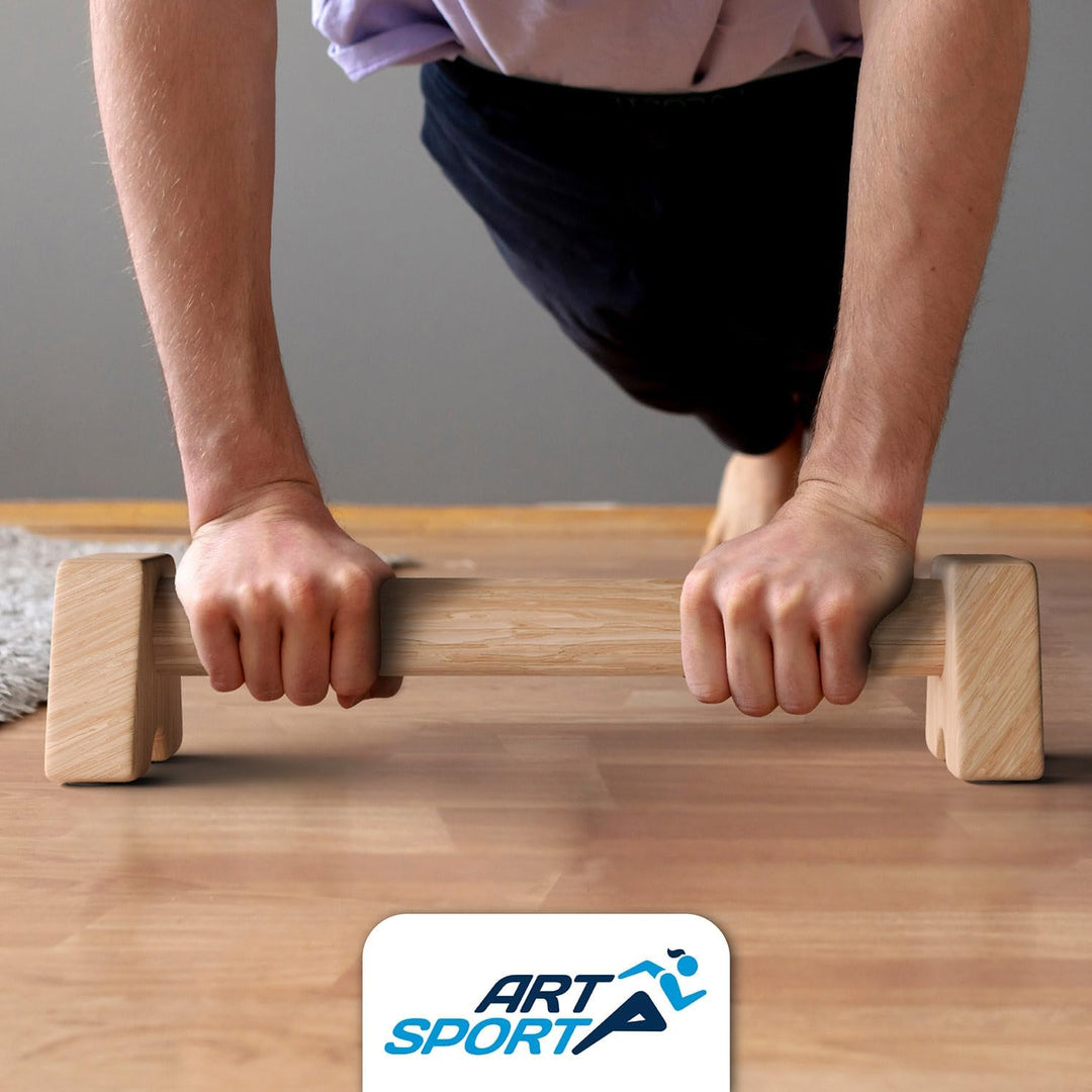 ArtSport Liegestützgriffe aus Holz - Calisthenics, Parallettes, Liegestütz Barren, Indoor & Outdoor,
