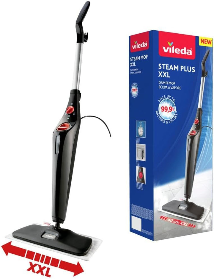 Vileda Steam PLUS XXL Dampfreiniger, hygienische Bodenreinigung von grossen Flächen, entfernt bis zu