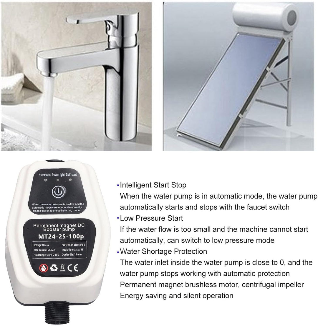 Druckerhöhungspumpe, Warmwasserbereiter-Druckerhöhungspumpe 100–240 V, Leise, 25 L, Grosser Durchflu