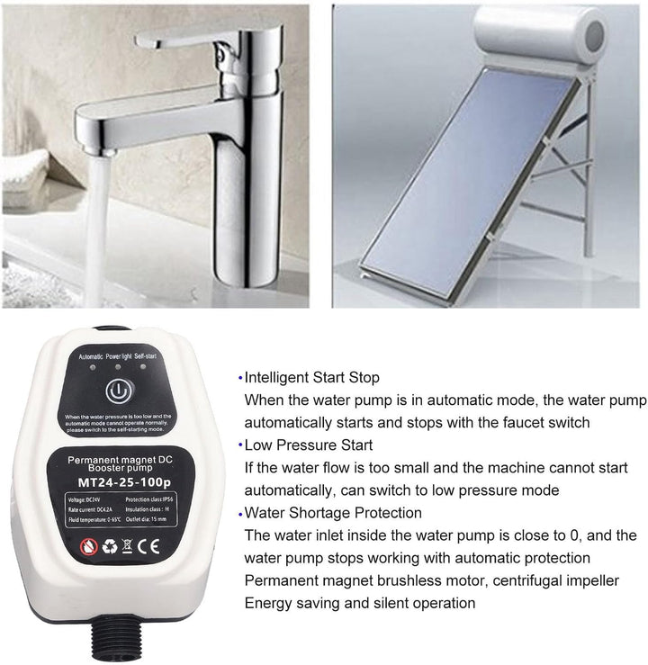 Druckerhöhungspumpe, Warmwasserbereiter-Druckerhöhungspumpe 100–240 V, Leise, 25 L, Grosser Durchflu