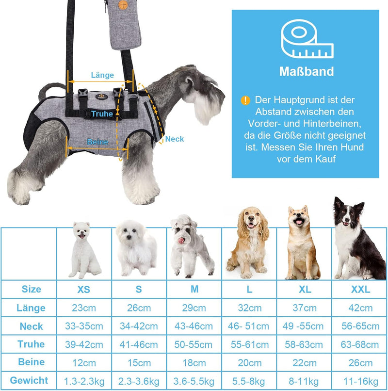 Ownpets Tragehilfe Geschirr, Hebegeschirr, Tragtuch für grosse Hunde, Ganzkörpergeschirr, Tragetasch