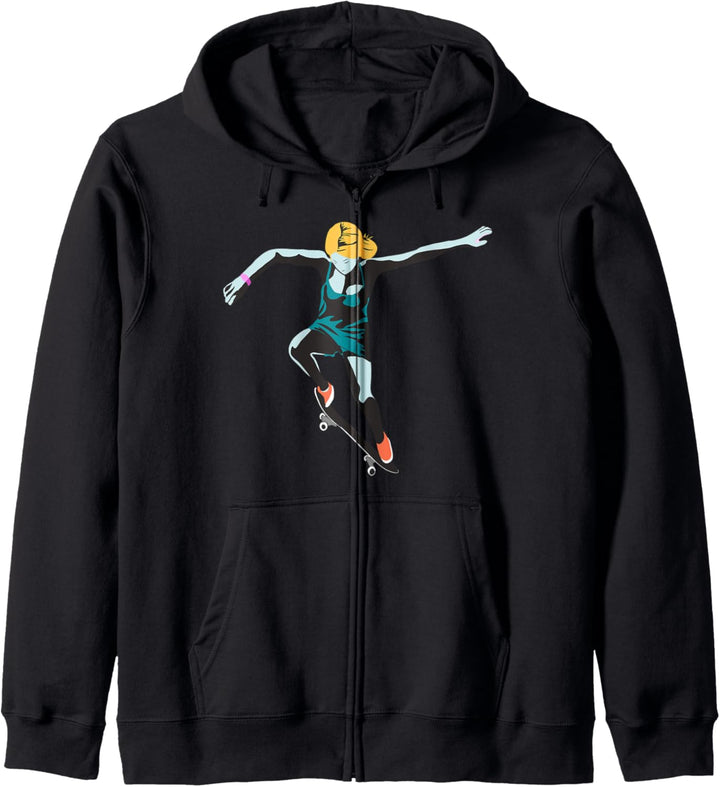 Girl Skateboarding Ollie Hubba Ledge Gal Skater Queen Skate Kapuzenjacke