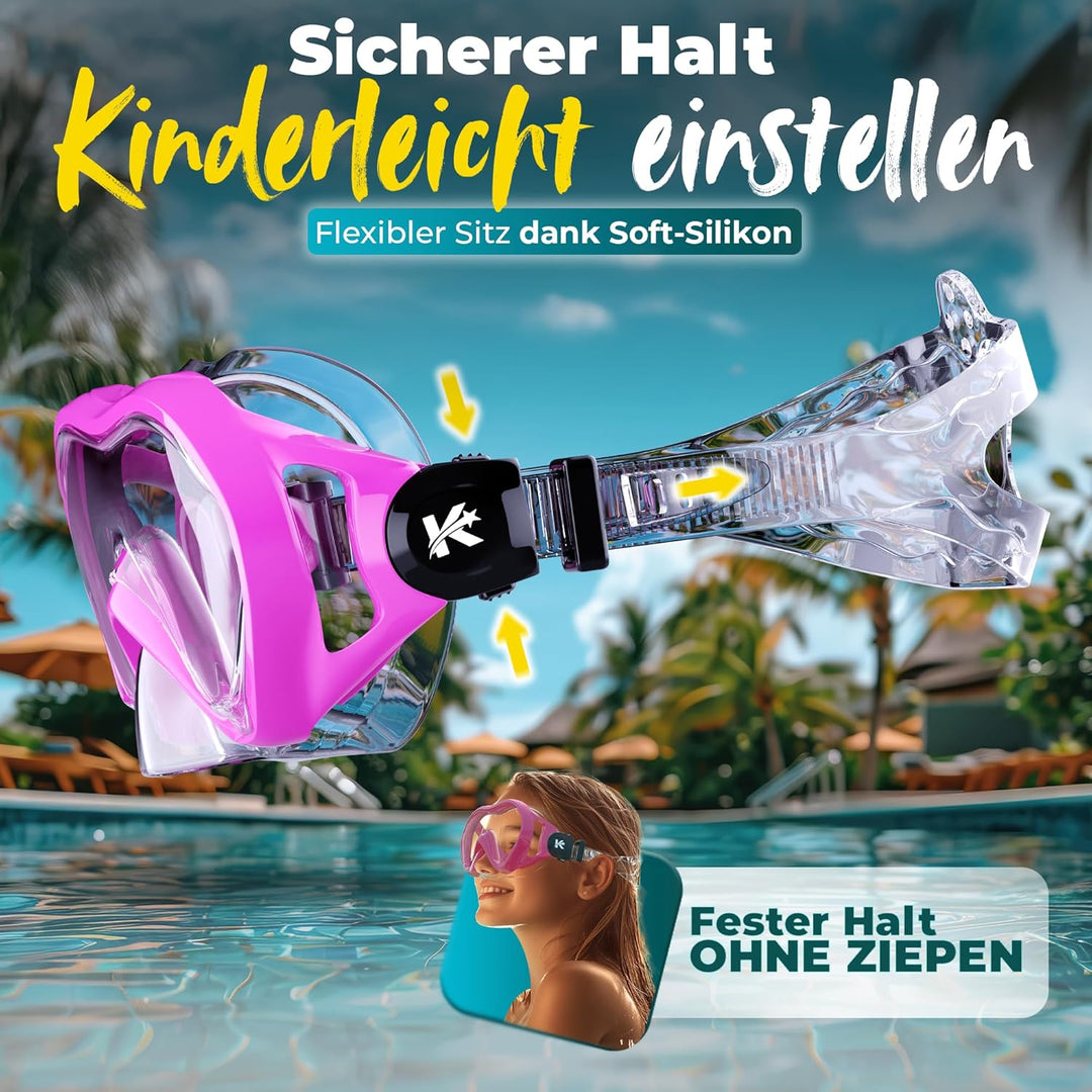 KIDVERSE Taucherbrille Kinder mit Schnorchel ab 5 Jahre - CE & Dermatest geprüfte Taucherbrille mit