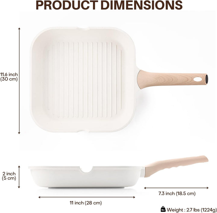 Kordisen Antihaftbeschichtete Grillpfanne für Herdplatten, 28 cm, quadratische Grillpfanne für Innen