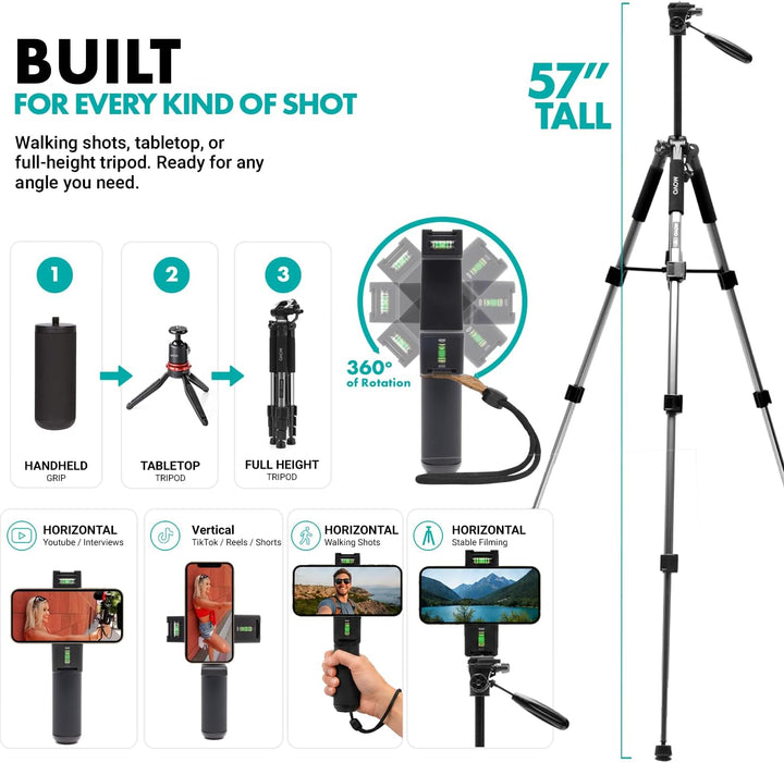 Movo iVlogger-PRO Vlogging-Kit mit Vollständigem Stativ für iPhone/Android – YouTube-Starter-Kit für