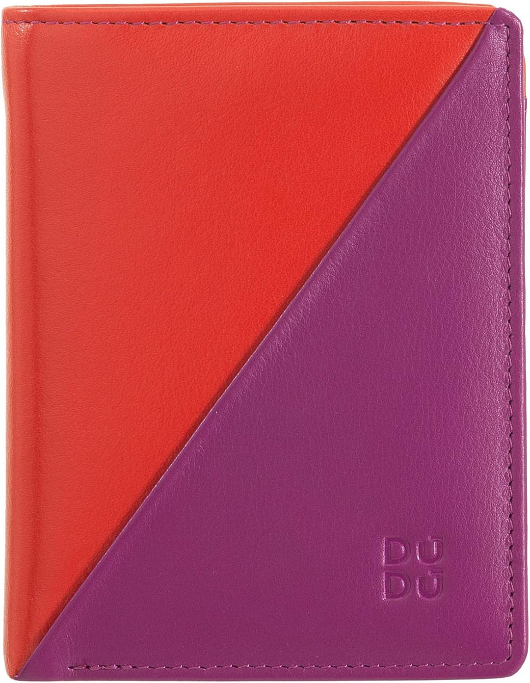 DUDU Kleine Damen-Brieftasche aus farbigem Leder mit Kartenfächern und Münzfach mit Reissverschluss