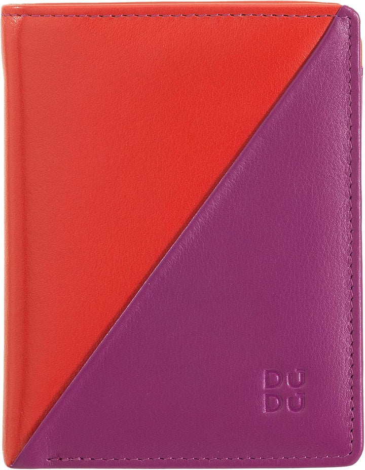 DUDU Kleine Damen-Brieftasche aus farbigem Leder mit Kartenfächern und Münzfach mit Reissverschluss