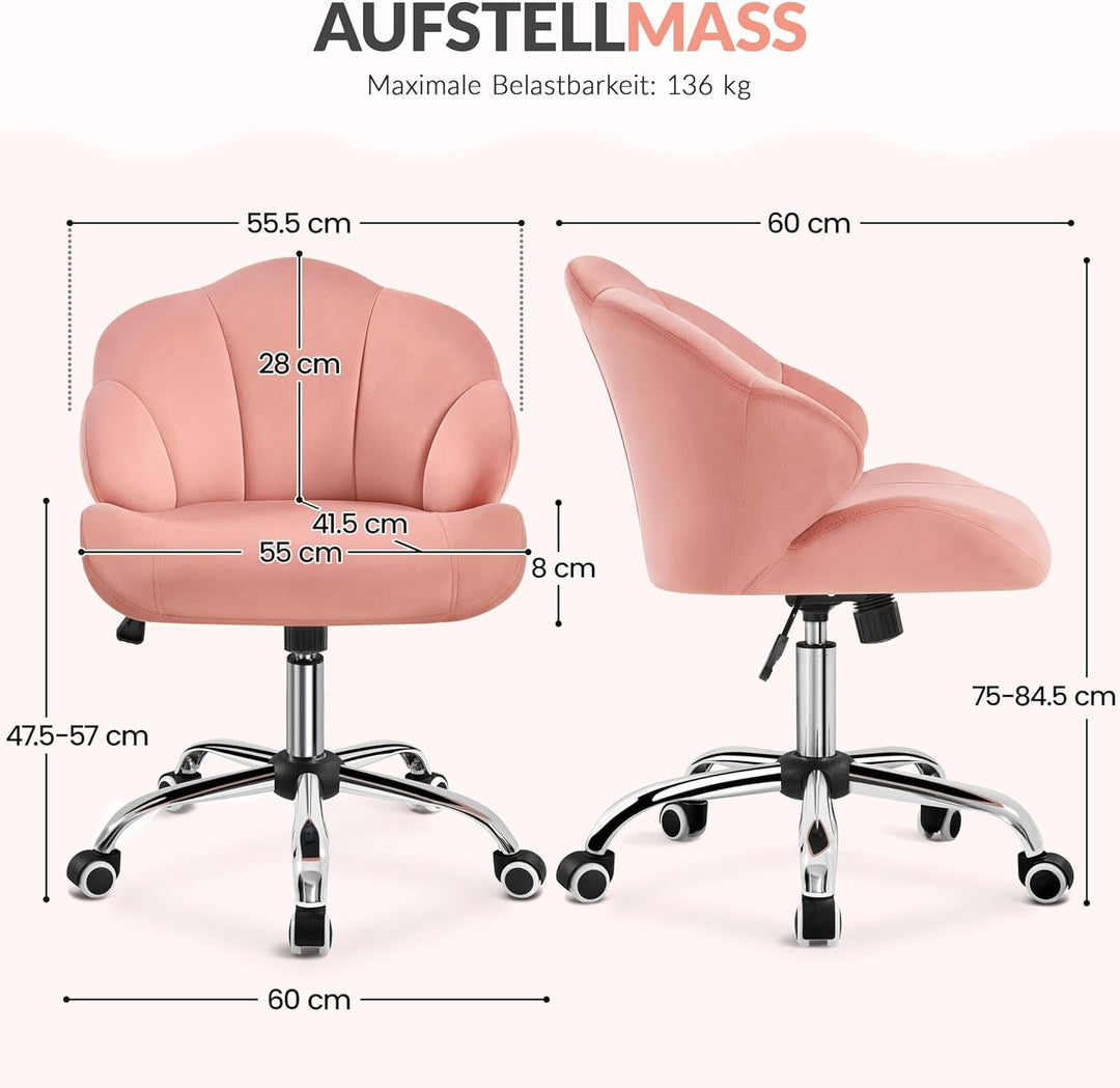 Yaheetech Bürostuhl Ergonomisch Schreibtischstuhl höhenverstellbar Drehstuhl, Bürosessel in Muschelf