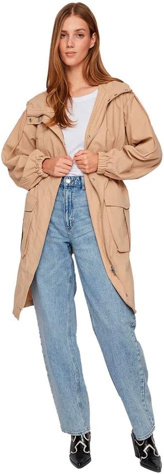 Vila Damen Visiliana Long Jacket-Noos Parka, 36 Sesame