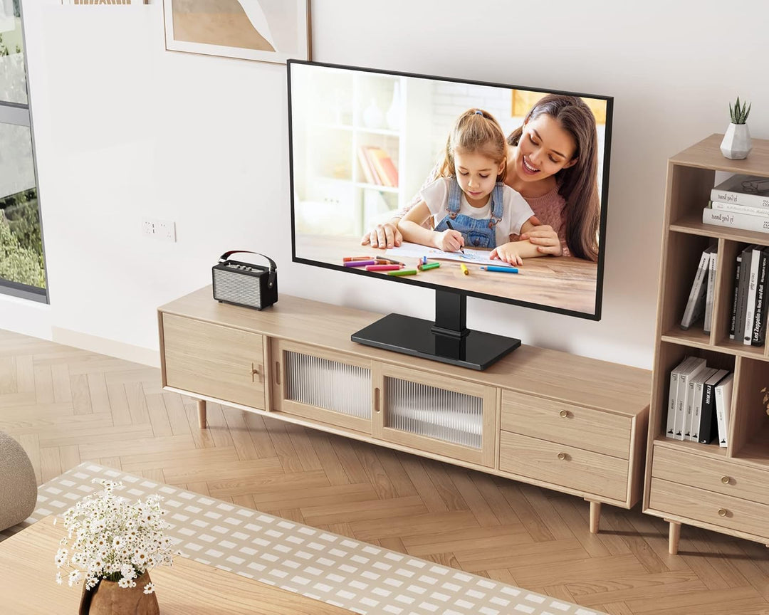 FITUEYES TV Standfuss TV Ständer für 27-55 Zoll LCD LED OLED Plasma Flach &amp; Curved Fernseher Höhenve