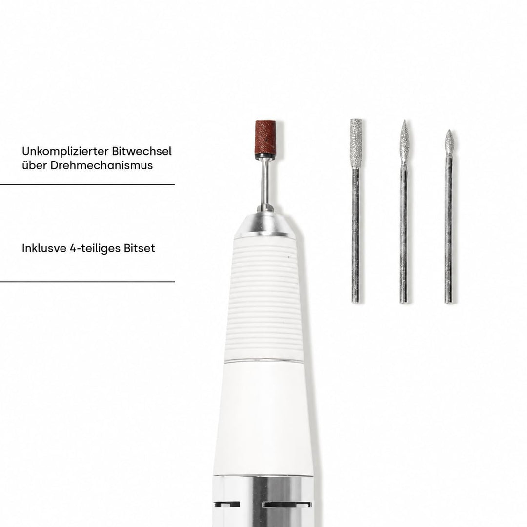 Emmi Nail Fräser Quick 2 Pro – Elektrischer Nagelfräser für Gelnägel &amp; Lack – Nagelfeile mit 4 Bits,