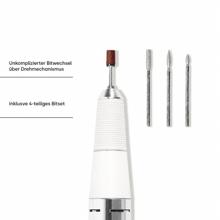 Emmi Nail Fräser Quick 2 Pro – Elektrischer Nagelfräser für Gelnägel &amp; Lack – Nagelfeile mit 4 Bits,