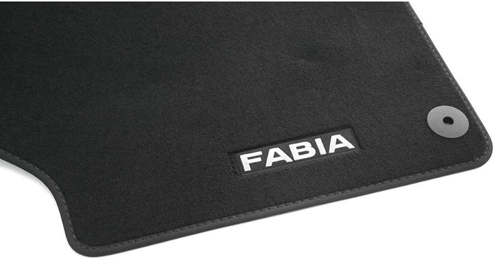 Skoda 6V1061404 Prestige Textil Fussmatten Satz Premium Velours 4X Stoffmatten schwarz mit Fabia Sch