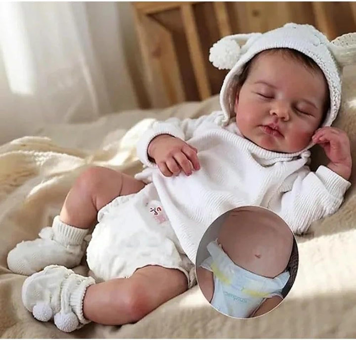 Zero pam Reborn Baby Vollsilikon Lebensecht Mädchen, 50CM Lebensechte Baby Puppe Mit Haaren, Silikon