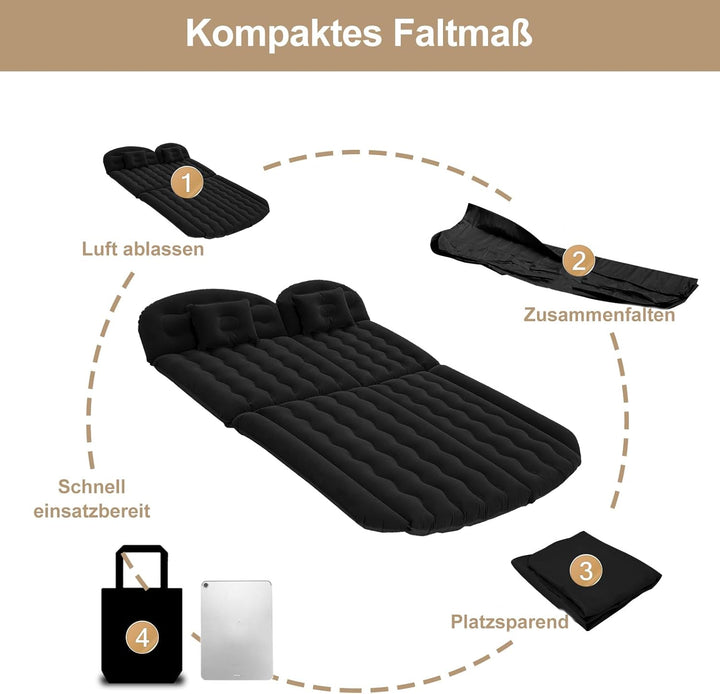 Auto Luftmatratze SUV Aufblasbare Matratze 190x125cm Beflocktes Luftbett Auto für Rücksitz & Kofferr
