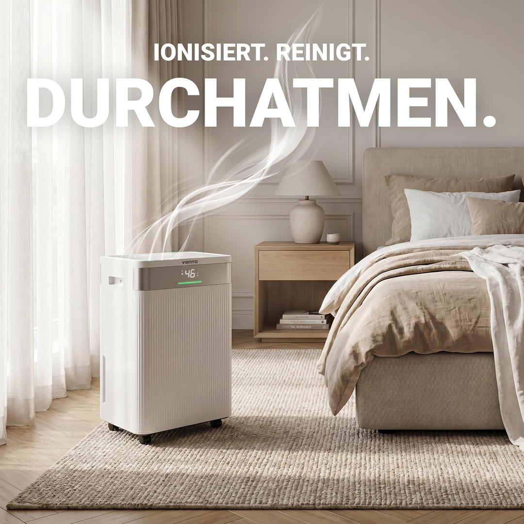 VENTA AD100 Luftentfeuchter elektrisch Raumentfeuchter | für Räume bis 40m² | Automatische Feuchtigk