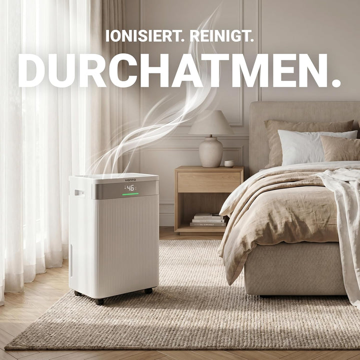 VENTA AD100 Luftentfeuchter elektrisch Raumentfeuchter | für Räume bis 40m² | Automatische Feuchtigk