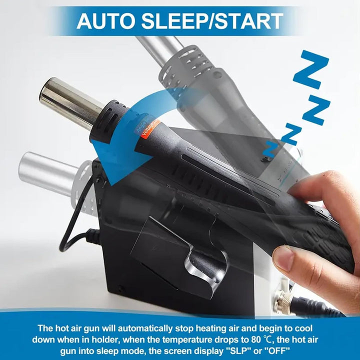 Victool Lötstation, 2 in 1 Heissluft Lötstation Lötkolben Set 8586 mit 3 Luftdüsen, Einstellbare Tem