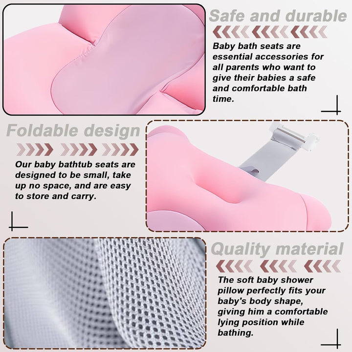 Babywannenmatte: Badewannensitz für Baby und Kleinkind Mit Sicherheitsgurt - Baby-Badekissen für Neu
