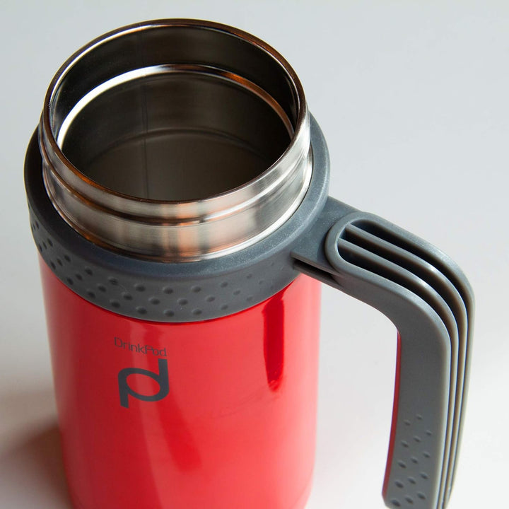 Pioneer Drinkpod Travel Mug with Handle, 0.45L, Red Rot, Rot