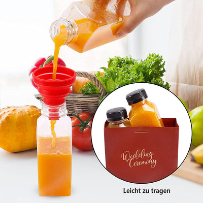 YBCPACK 16 Stück 250ml Kunststoff Saftflaschen zum Befüllen， Wiederverwendbare Leere Smoothie Flasch