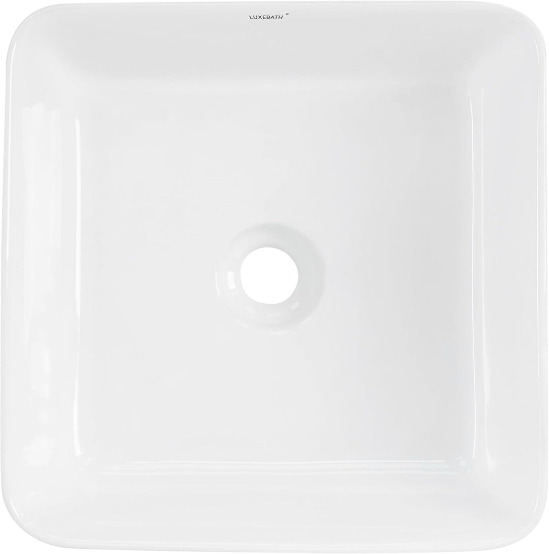 ML-Design Waschbecken Keramik Weiss 39x39x15 cm Quadratisch mit Ablaufgarnitur, Moderne Aufsatzwasch