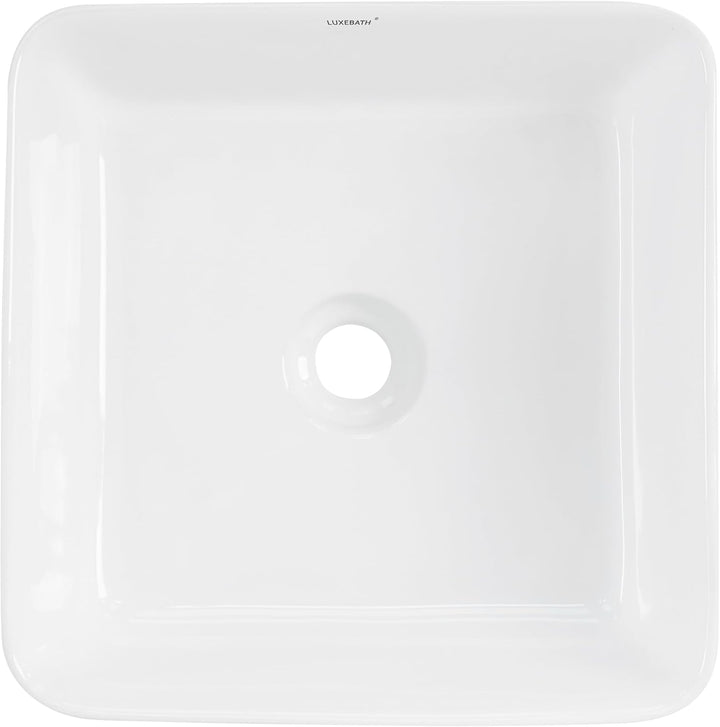 ML-Design Waschbecken Keramik Weiss 39x39x15 cm Quadratisch mit Ablaufgarnitur, Moderne Aufsatzwasch