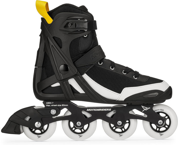 MOTIONRIDERS Herren Damen Fitness Inline Skates XION 80, black/white, Original AirBoot Konzept, Ultr