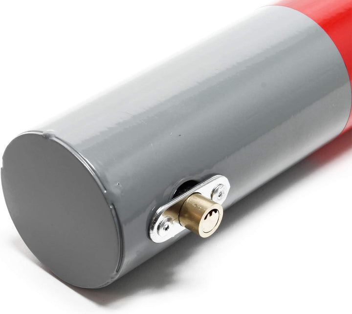 Wiltec Parkpfosten 705 x 75 mm, Parkplatzsperre klappbar rund, Absperrpfosten aus Stahl, Parkpfosten