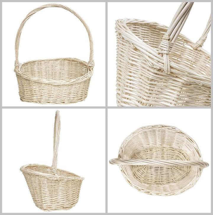 Creative Home Weisse Oval Einkaufskorb Weidenkorb Schrägem mit Henkel | 37 x 30 x 37 cm (+/- 1cm) |