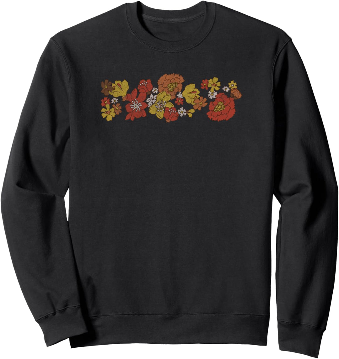 Trendy Simple Vintage Retro Floral Center Sweatshirt