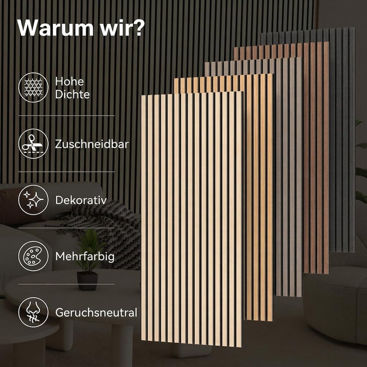 TONOR 8-Pack Akustikpaneele holz, 120 cm x 60 cm – 5,76 m², Wandpaneele holz Holzpaneele für Wände,