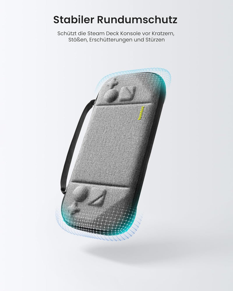 tomtoc Slim Hülle Case für Steam Deck/Steam Deck OLED, Rundumschutz Tasche Reise Tragetasche Hartsch