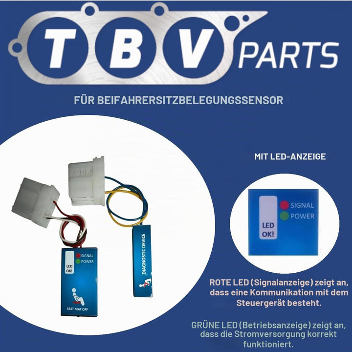 TBVPARTS Emulator Sensor Belegung Sitzmatte SRS Copilotsimulator Bypass-Emulator Air Bag Simulator f