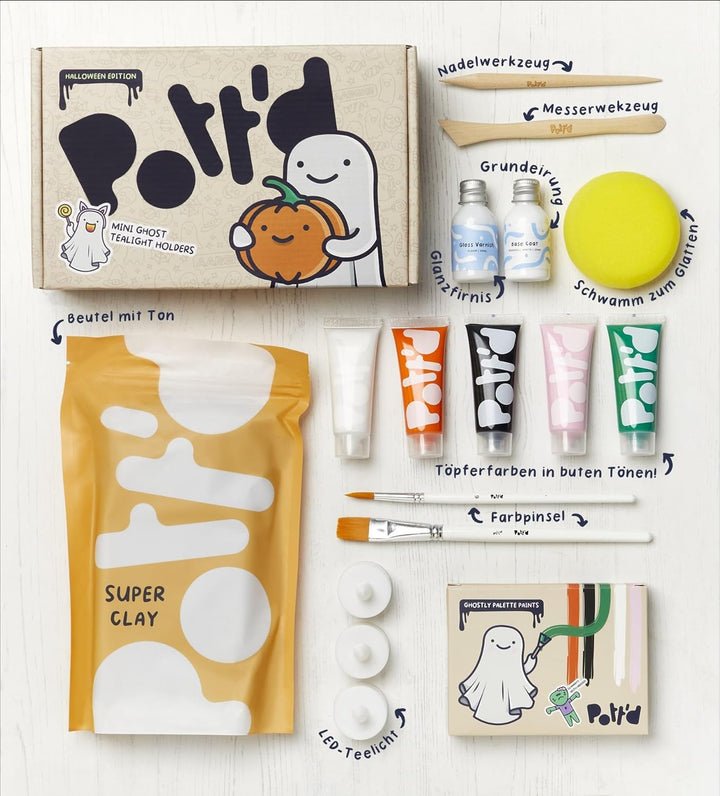 Pott'd Mini-Töpfer-Sets | Lufttrocknendes Töpferset für Erwachsene | Mit Farben, Töpferwerkzeugen un