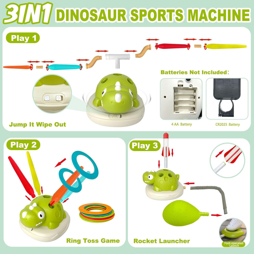 3 in 1 Outdoor Spiele für Kinder, Outdoor Spielzeug mit Ringwurfspiel &amp; Rakete Spielzeug &amp; Seilsprin