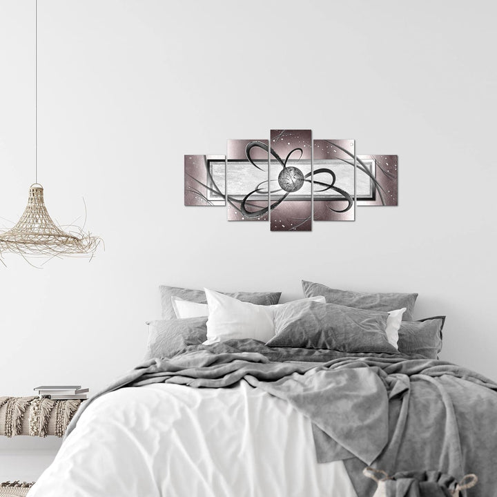 Runa Art Wandbilder Abstrakt 5 Teilig Bild auf Vlies Leinwand Deko Wohnzimmer Schlafzimmer Perlen Gr