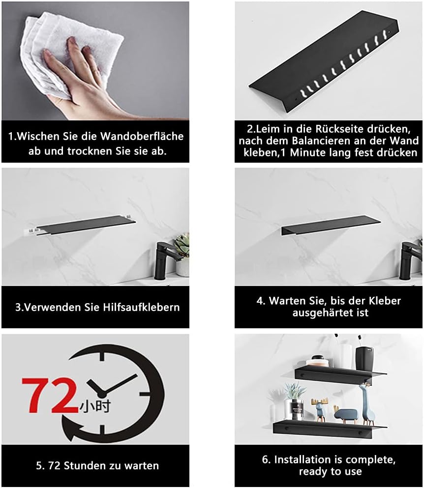 Duschregal Duschablage Ohne Bohren, 2 Stück Badezimmer Regal, Duschkorb Ablagen Aluminum Selbstklebe