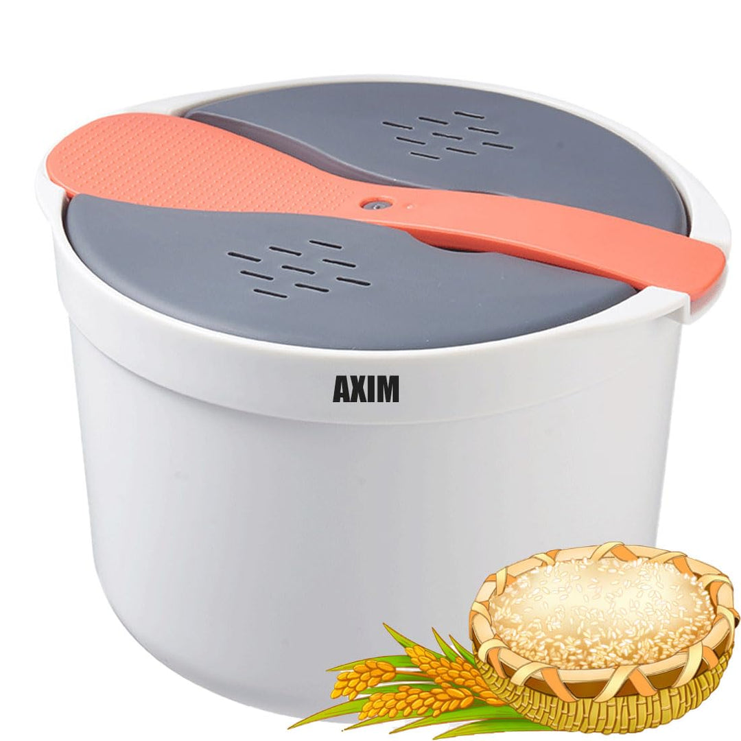 AXIM Reiskocher für Mikrowelle,2 L Reismaschine Mikrowellen-Nudelkocher,Mikrowellenherd Dampfgarer m