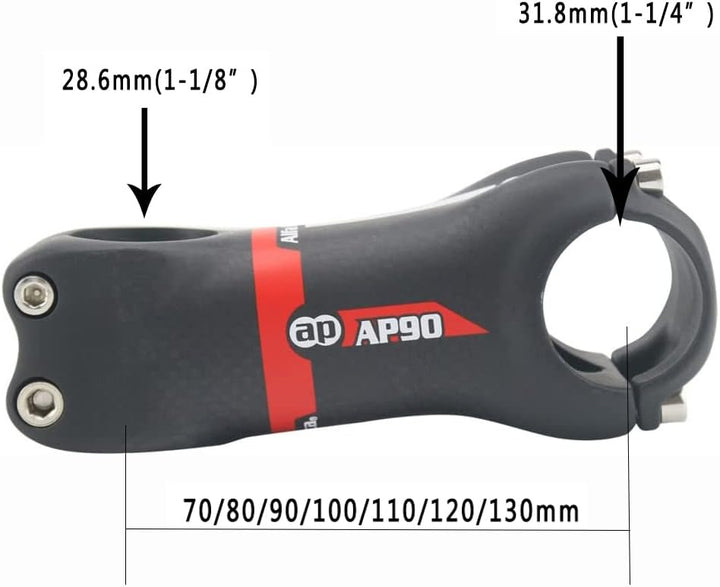Alfa Pasca Fahrrad Vorbau Carbon Rennrad MTB Kein Logo +-6/17 Grad 3K Glänzend/Matt 31.8 * 70/80/90/