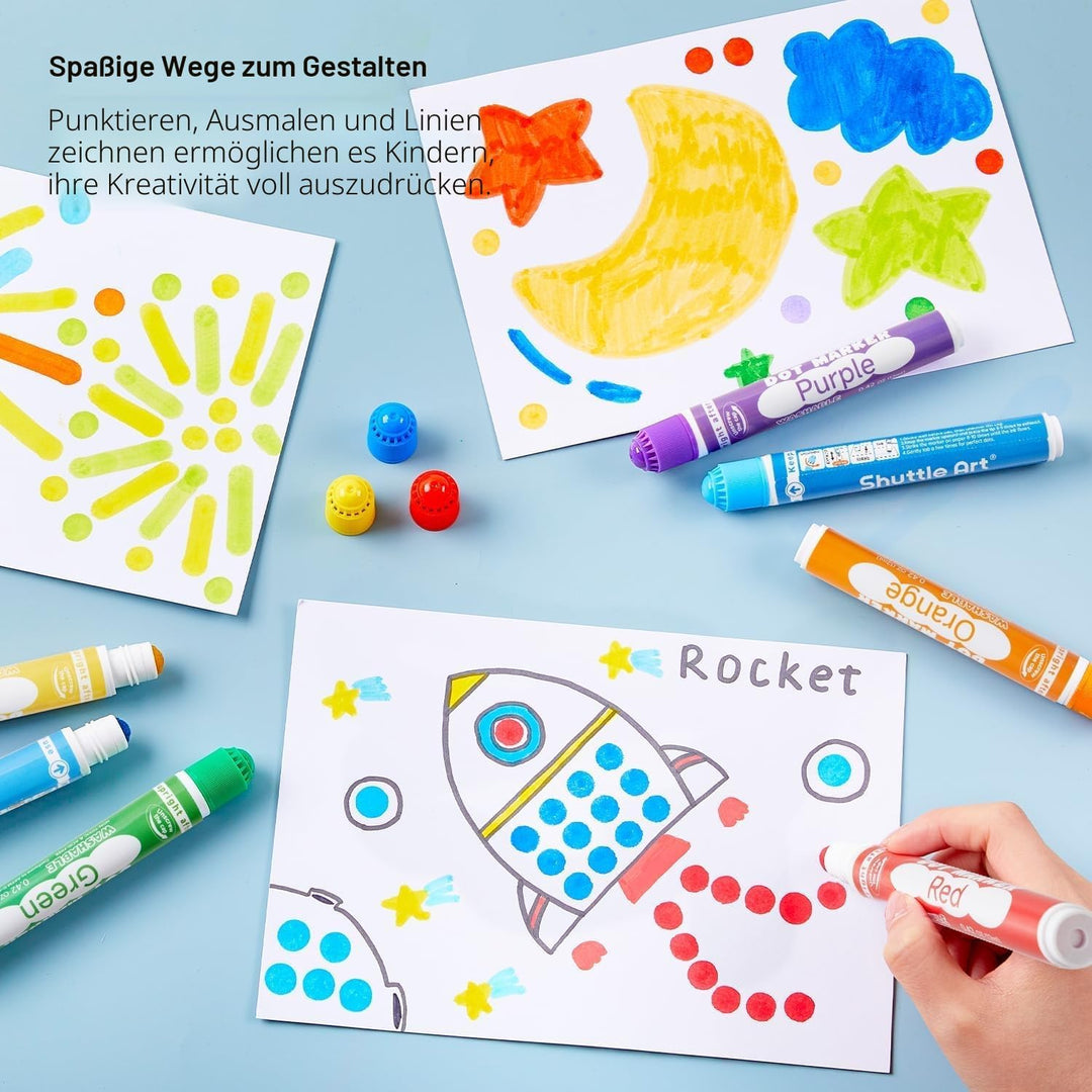 Shuttle Art 30 farbige Dot Markers, Kinderstifte auswaschbar, Bingomarker (Bingo Dabbers), mit 20 ei
