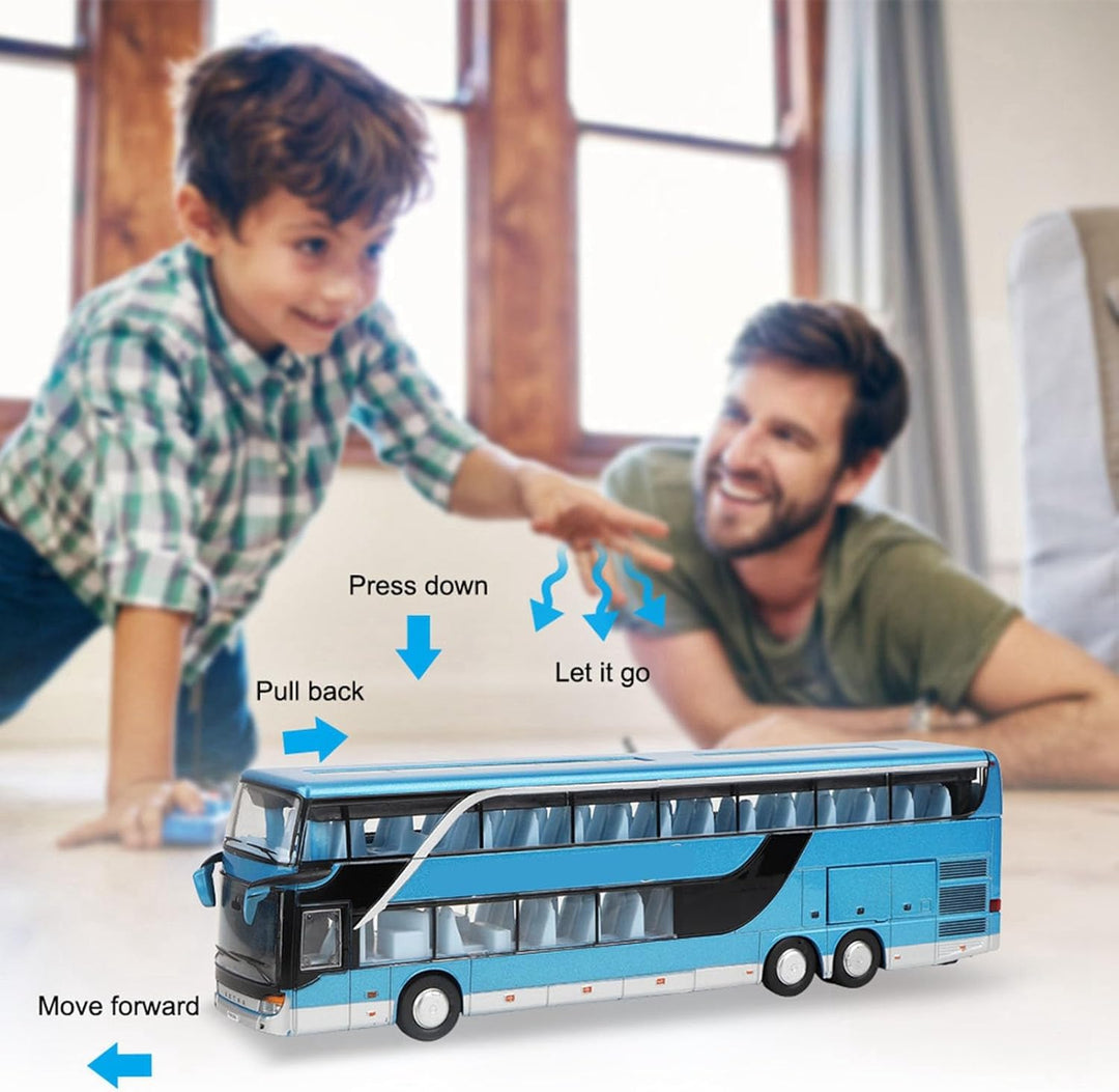 Elektrische 1:50 Legierung Doppeldecker Schulbus Zurückziehen Bus Fahrzeuge Auto Modell Set Spielzeu