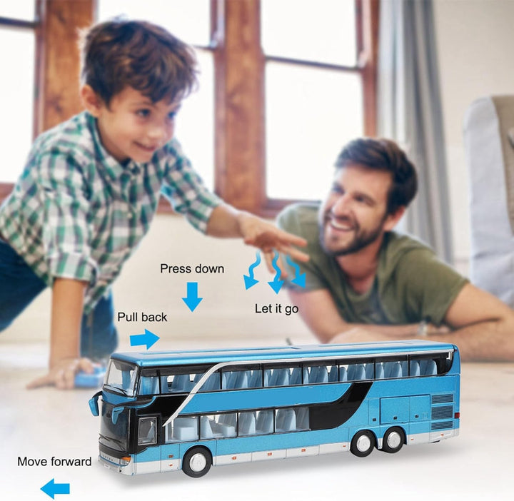 Elektrische 1:50 Legierung Doppeldecker Schulbus Zurückziehen Bus Fahrzeuge Auto Modell Set Spielzeu
