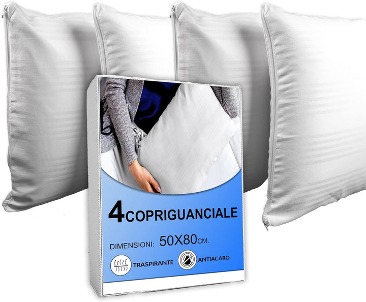 Kissenbezüge mit Reissverschluss | Kissenbezüge für Doppelbett - 4 Stück