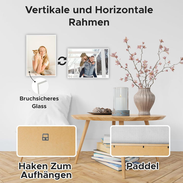 Estancia Bilderrahmen A3 Weiss | Bilderrahmen 29,7x42 cm mit Bruchsicherem Plexi-Glas | Moderner Por