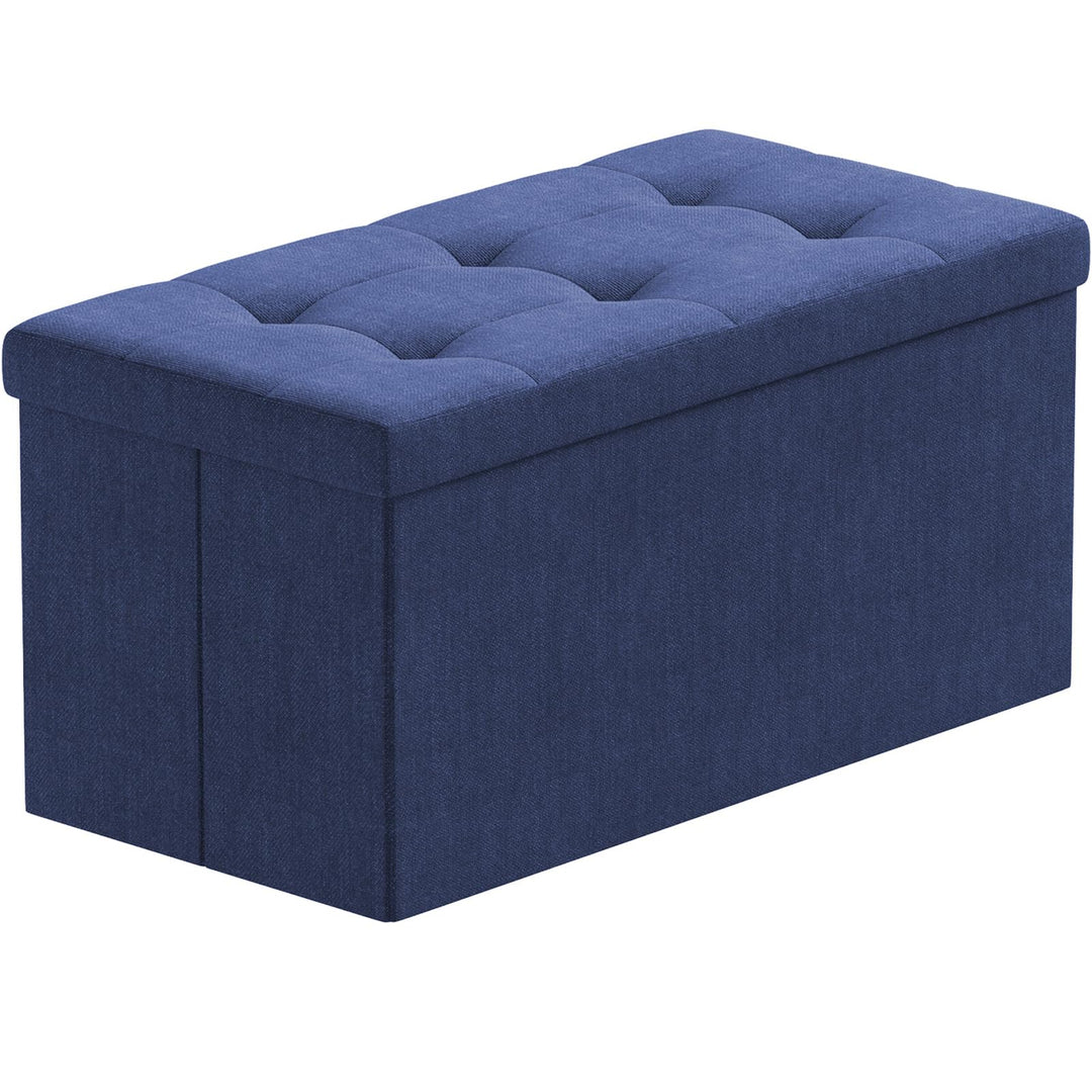 BRIAN & DANY Faltbarer sitzhocker Leinen Sitzbank mit Stauraum, Marineblau, 76 x 38 x 38cm, Marinebl