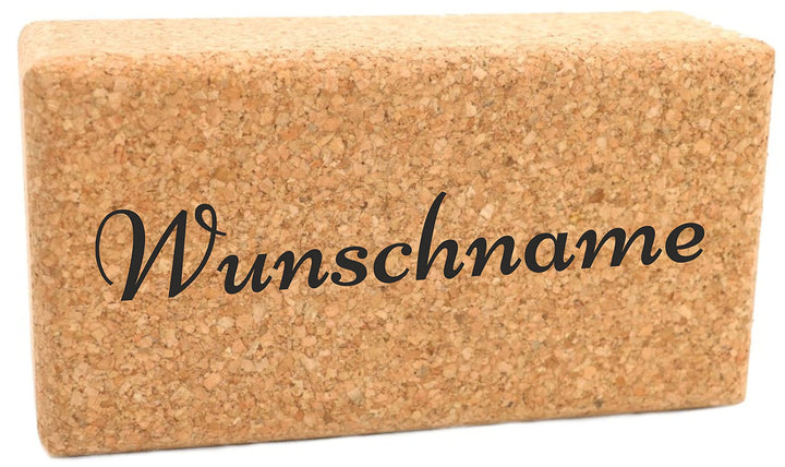 Yogablock Kork personalisert Wunschmotiv + Name - 22.5 x 12 x 7.5cm - Dein eigener Yoga Block mit La