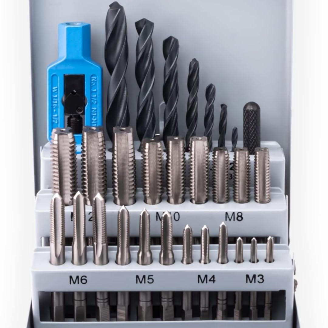 GSR Profi Handgewindebohrer M3-M12 & Kernlochbohrer Satz, Gewindeschneider Set 30-teilig, HSS Bohrer